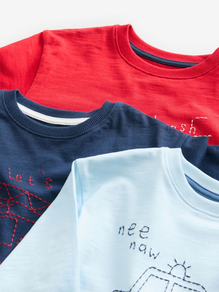 Red/Navy/Blue Vehicle Check Woven Bottom Pyjamas 3 Pack (9mths-8yrs) - Image 10 of 11