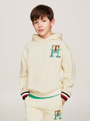 Tommy Hilfiger Cream 100% Cotton Monogram Hoodie - Image 1 of 6