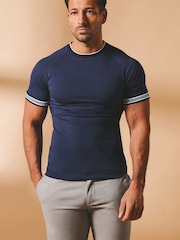 Tailored Athlete Blue Muscle Fit Tipped Fashion Fit T-Shirt - Image 1 of 5