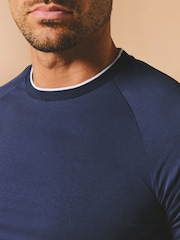 Tailored Athlete Blue Muscle Fit Tipped Fashion Fit T-Shirt - Image 4 of 5