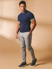 Tailored Athlete Blue Muscle Fit Tipped Fashion Fit T-Shirt - Image 5 of 5