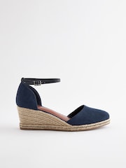 Navy Blue Forever Comfort® Closed Toe Espadrille Wedges - Image 1 of 5