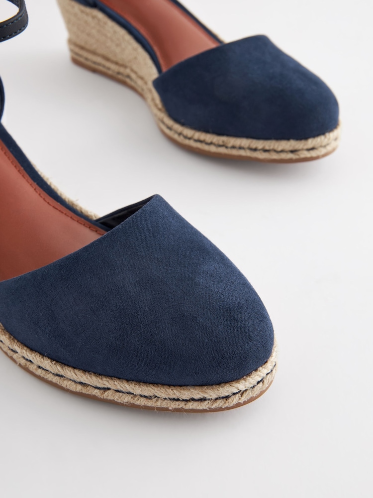 Navy Blue Forever Comfort® Closed Toe Espadrille Wedges - Image 3 of 5