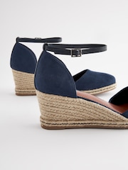 Navy Blue Forever Comfort® Closed Toe Espadrille Wedges - Image 5 of 5