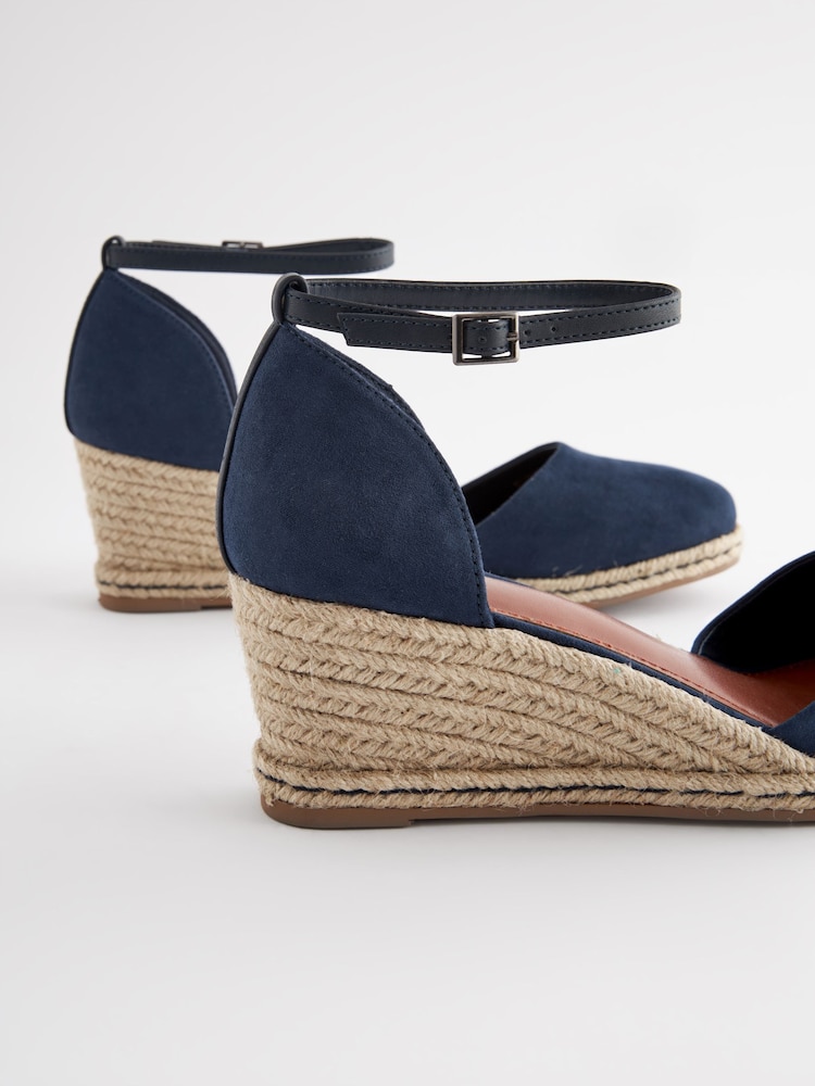 Navy Blue Forever Comfort® Closed Toe Espadrille Wedges - Image 5 of 5