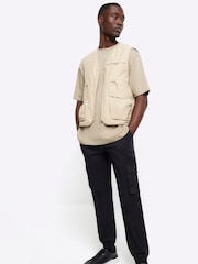 River Island Black Elasticated Cargo Trousers - Image 3 of 4