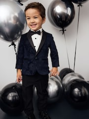 Navy Blue Floral Velvet Blazer, Shirt, Trousers And Bow Tie Set (3mths-9yrs) - Image 2 of 10