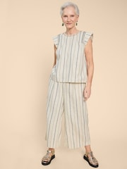 White Stuff Natural Carla Stripe Linen Blend Top - Image 2 of 7