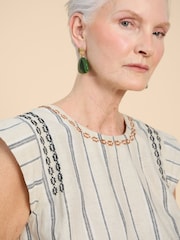 White Stuff Natural Carla Stripe Linen Blend Top - Image 4 of 7