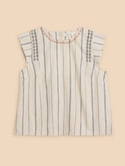 White Stuff Natural Carla Stripe Linen Blend Top - Image 5 of 7