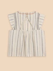 White Stuff Natural Carla Stripe Linen Blend Top - Image 6 of 7