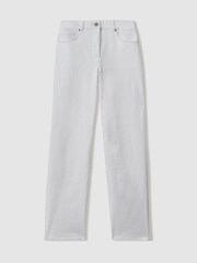 Reiss White Selin Petite Mid Rise Straight Leg Jeans - Image 2 of 7