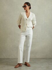 Reiss White Selin Petite Mid Rise Straight Leg Jeans - Image 3 of 7