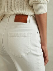 Reiss White Selin Petite Mid Rise Straight Leg Jeans - Image 4 of 7