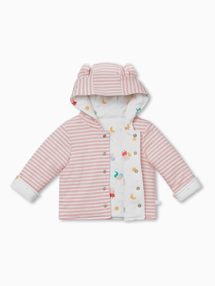 MORI Pink Cotton and Bamboo Peppa Pig Print Reversible Jacket - Imagem 1 de 4
