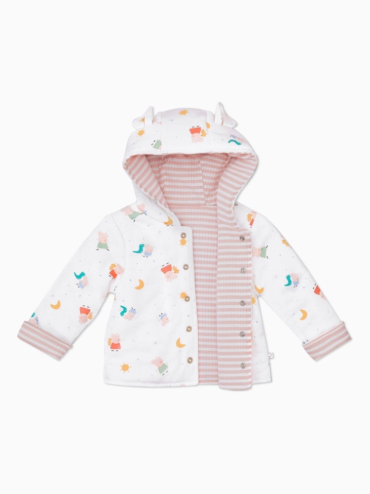 MORI Pink Cotton and Bamboo Peppa Pig Print Reversible Jacket - Imagem 2 de 4