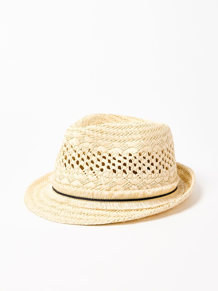 Oliver Bonas Natural Straw Trilby Hat - Image 2 of 6 Oliver Bonas Natural Straw Trilby Hat - Image 2 of 6