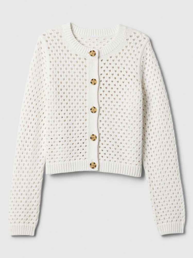 Gap White Knitted Open Stitch Cardigan - Image 5 of 5