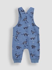 JoJo Maman Bébé Blue Dinosaur Print Dungarees And Top Set - Image 3 of 6