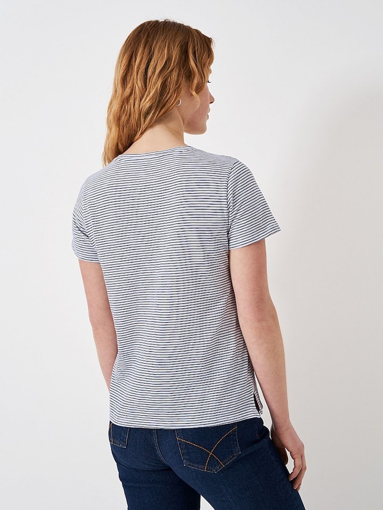 Hellblau - Crew Clothing, Perfect, Slub-T-Shirt mit V-Ausschnitt aus 100 % Baumwolle - Bild 2 von 5