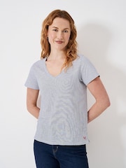 Hellblau - Crew Clothing, Perfect, Slub-T-Shirt mit V-Ausschnitt aus 100 % Baumwolle - Bild 5 von 5