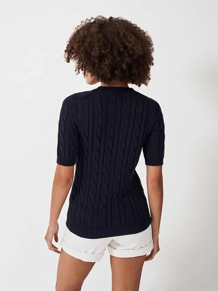 Crew Clothing Short Sleeve Cable Knit Jumper - Image 2 of 5 Crew Clothing Short Sleeve Cable Knit Jumper - Image 2 of 5
