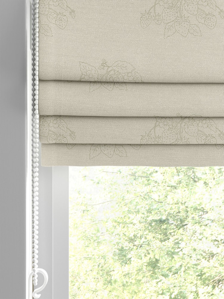 Sophie Allport Sage Green Vector Strawberry Made to Measure 100% Cotton Roman Blinds - Image 2 of 6