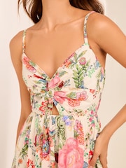 Белый - Lipsy Knot Front Cami Summer Holiday Playsuit - Image 2 of 4