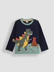JoJo Maman Bébé Navy Blue TRex Scene Novelty Appliqué Top - Image 1 of 3