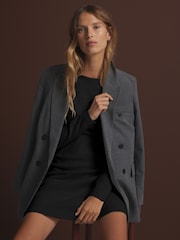 Black Mini Cosy Soft Touch Rib Seam Detail Dress - Image 3 of 8