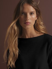 Black Mini Cosy Soft Touch Rib Seam Detail Dress - Image 5 of 8
