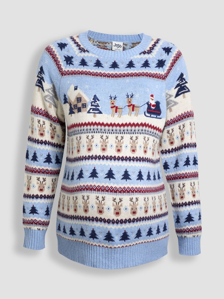 JoJo Maman Bébé Christmas Scene Jumper - Image 3 of 5