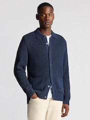 Remus Uomo Blue 100% Cotton Button Through Cardigan - Image 1 of 6