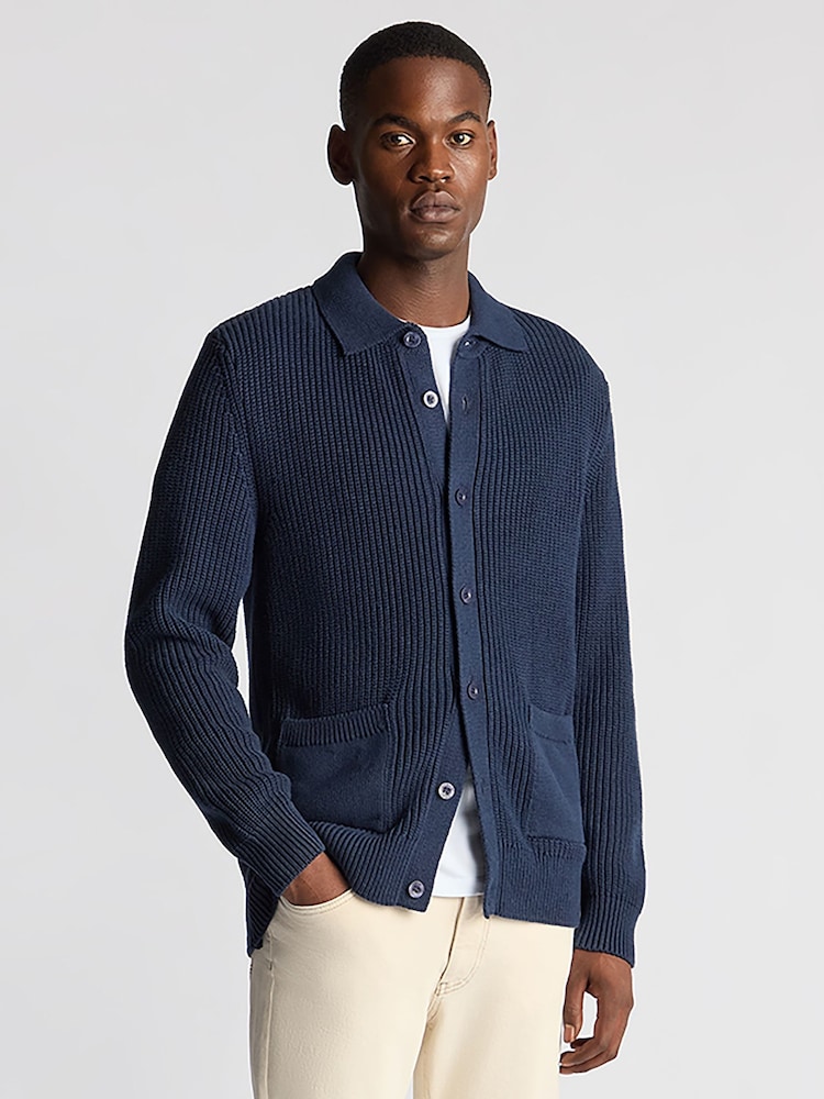 Remus Uomo Blue 100% Cotton Button Through Cardigan - Image 1 of 6