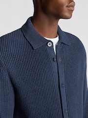 Remus Uomo Blue 100% Cotton Button Through Cardigan - Image 5 of 6