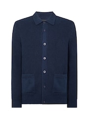 Remus Uomo Blue 100% Cotton Button Through Cardigan - Image 6 of 6