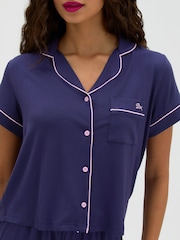 Boux Avenue Blue Piping Modal Short Pyjamas Set - Image 3 of 5