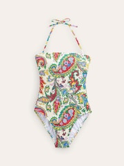 Boden Cream Milos Smocked Bandeau Swimsuit - Image 5 of 6