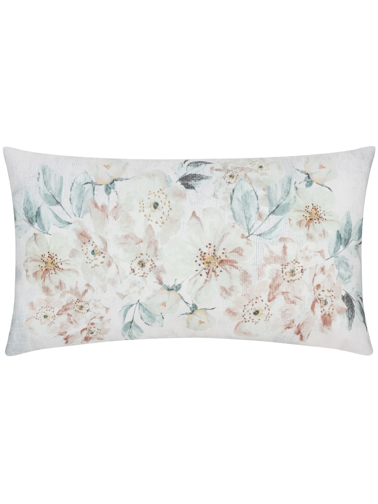 Evans Lichfield Off White Canina Rectangular Floral Outdoor Cushion - Image 1 of 4 Evans Lichfield Off White Canina Rectangular Floral Outdoor Cushion - Image 1 of 4