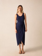 Ro&Zo Blue Petite Jersey Tie Waist Dress - Image 1 of 6