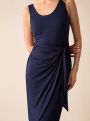 Ro&Zo Blue Petite Jersey Tie Waist Dress - Image 3 of 6