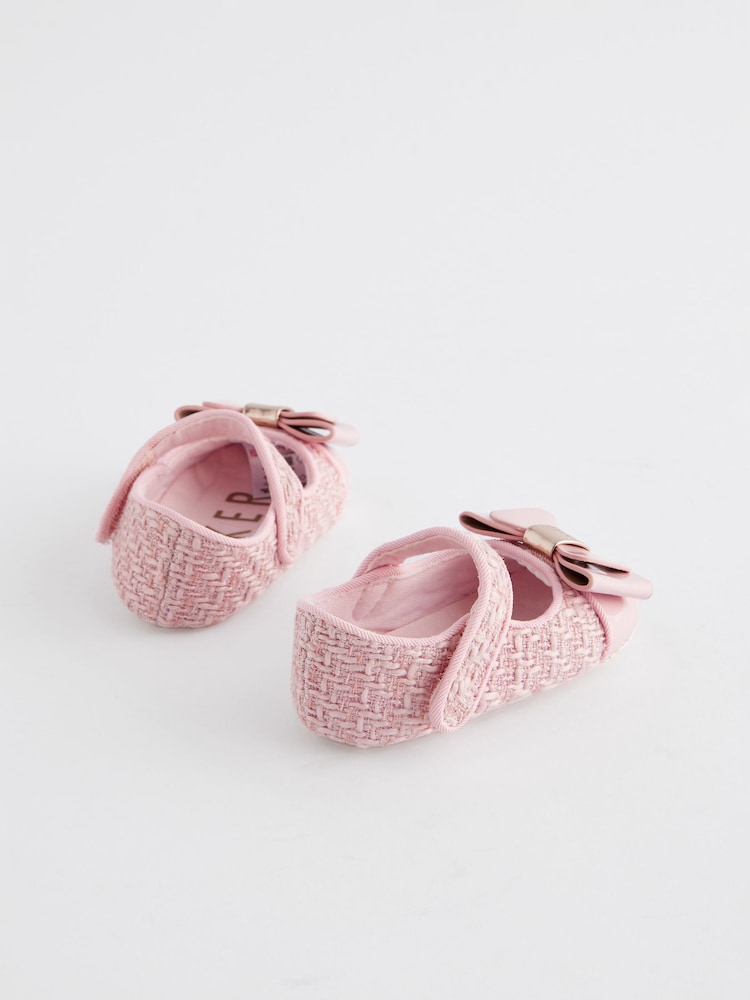 Baker by Ted Baker Baby Girls Pink Boucle Shoes - Image 2 of 5