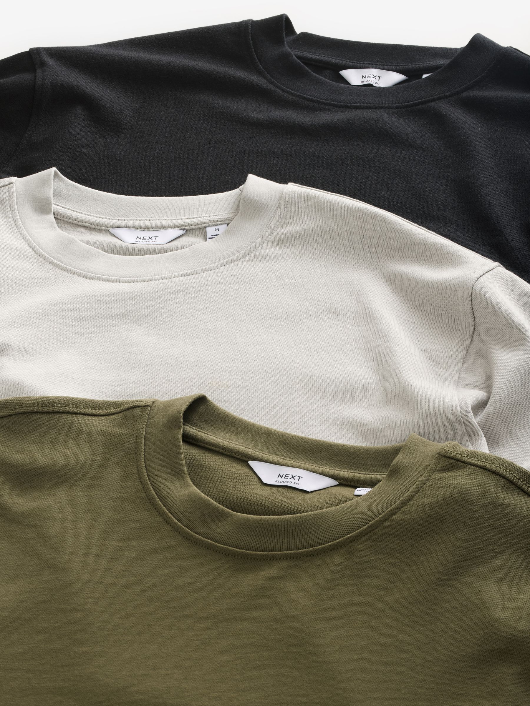 Buy Black/Green/Grey Relaxed Fit Long Sleeve Heavyweight 100