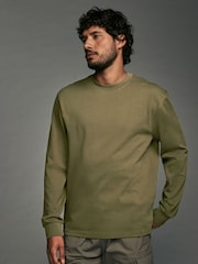 Black/Green/Grey Relaxed Fit Long Sleeve Heavyweight 100% Cotton T-Shirts 3 Pack - Image 4 of 11