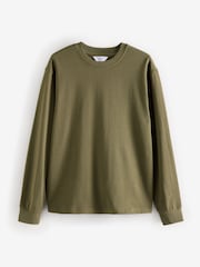 Black/Green/Grey Relaxed Fit Long Sleeve Heavyweight 100% Cotton T-Shirts 3 Pack - Image 9 of 11