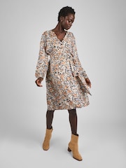 JoJo Maman Bébé Black Floral Blouson Sleeve V-Neck Maternity Mini Dress - Image 1 of 5