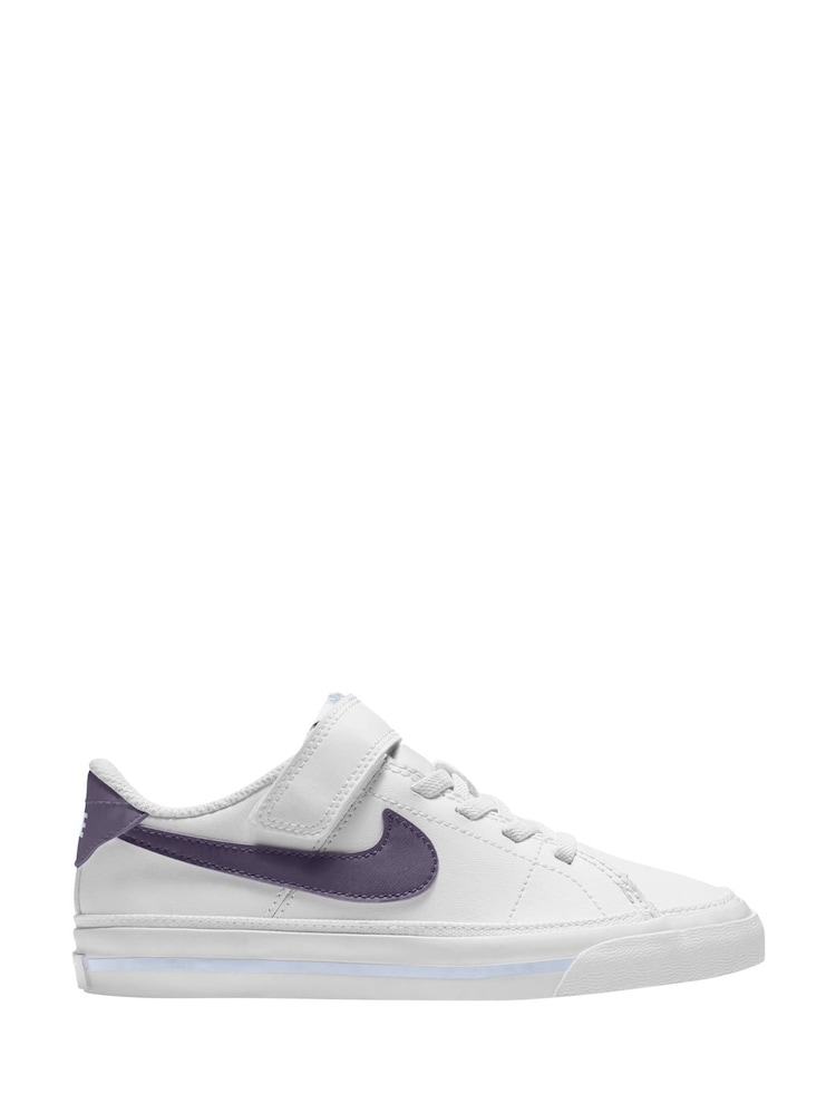 Nike White/Burgundy Junior Court Legacy Trainers - Image 1 of 3