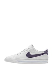 Nike White/Burgundy Junior Court Legacy Trainers - Image 2 of 3