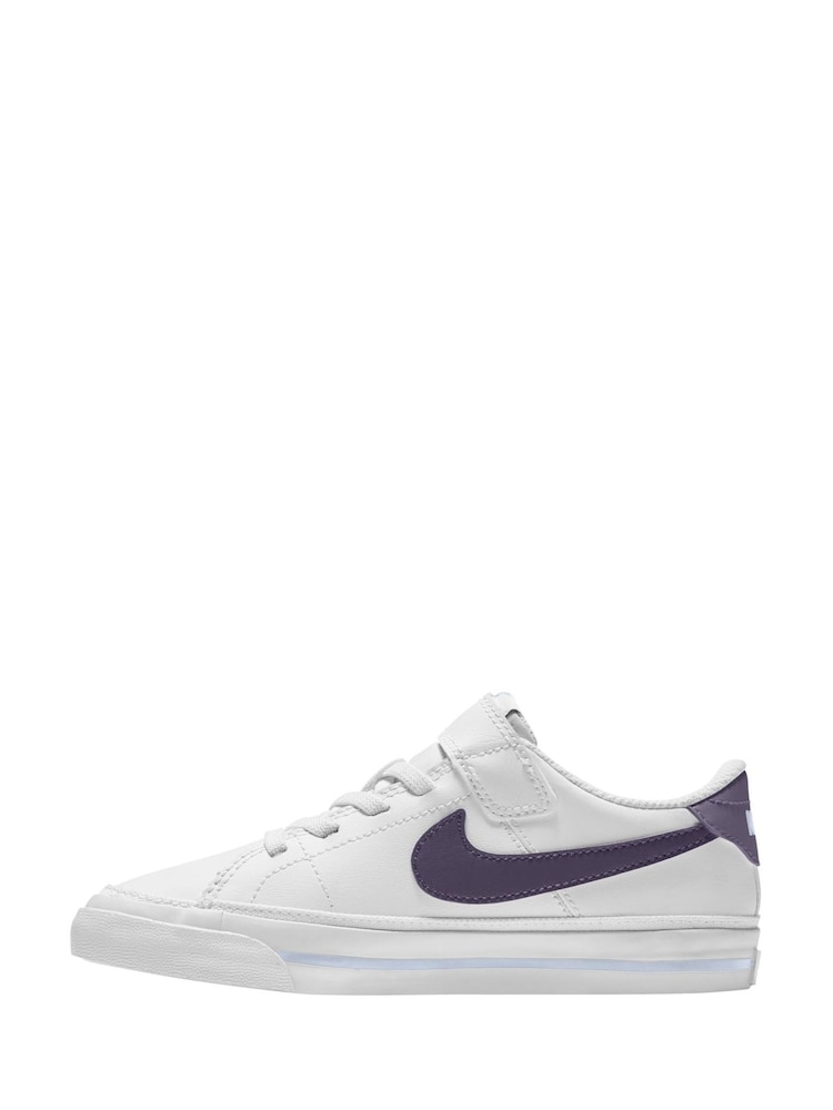 Nike White/Burgundy Junior Court Legacy Trainers - Image 2 of 3