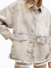 AllSaints Grey 100% Cotton Hettie Denim Shacket - Image 2 of 9